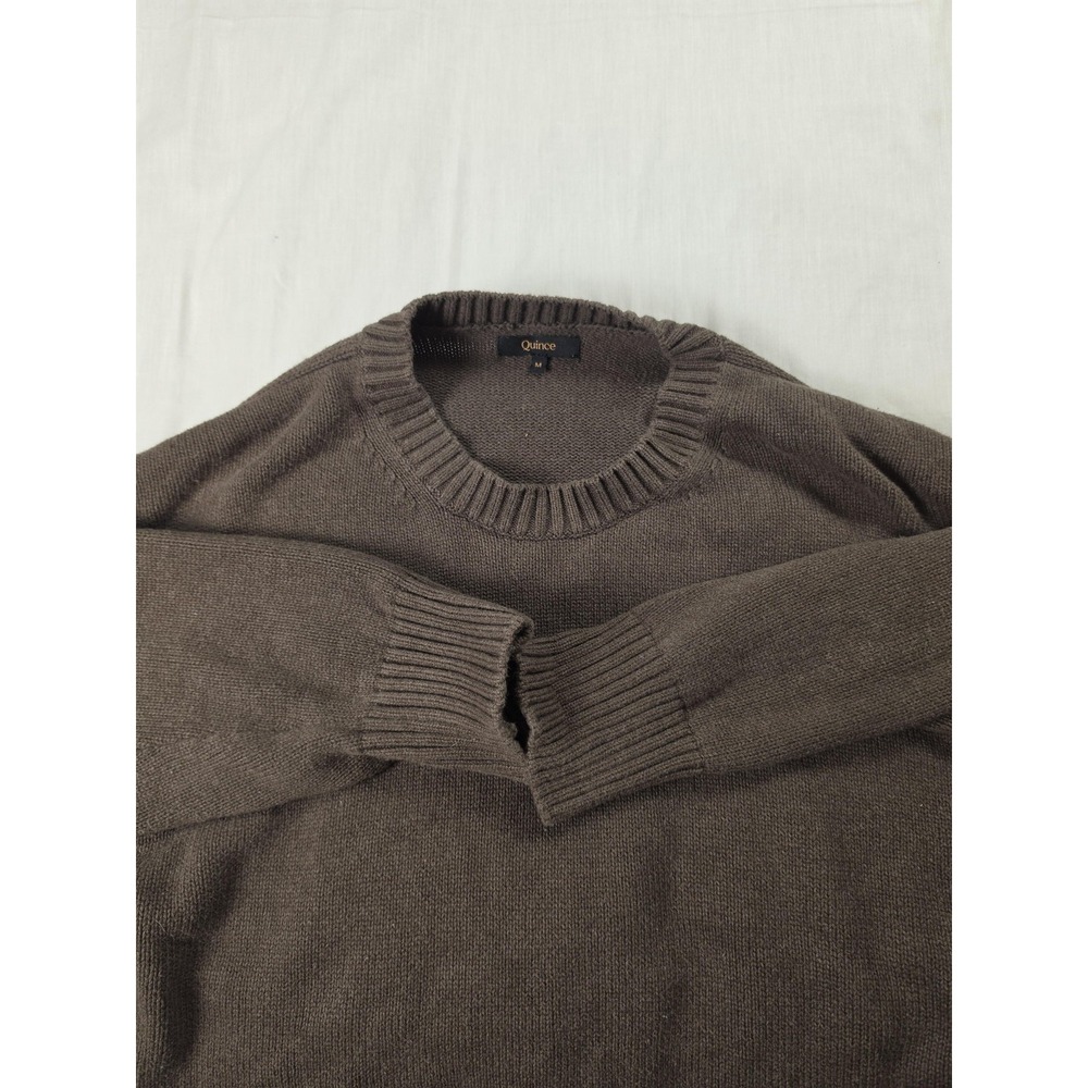 Quince Sweater Womens M Brown Crew Neck Organic Cotton Boyfriend Knit Pullover